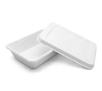 650 ml Portable Good Locking Biodegradable Water Resistant Food Storage Bagasse Fiber Deli Square Box