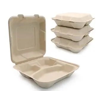 800 ml Eco Friendly Sustainable Portable Takeaway Plant-based 3 Compartment Disposable Bento Lunch Box
