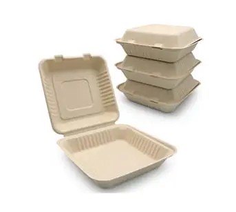 1500 ml Portable Renewable Materials Eco-friendly Sustainable Water Resistant To go Clamshell Salad Container