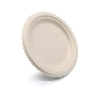 7 inch Sugarcane Bagasse Portable Biodegradable Heat Resistant Waterproof White Disposable Dinner Plate