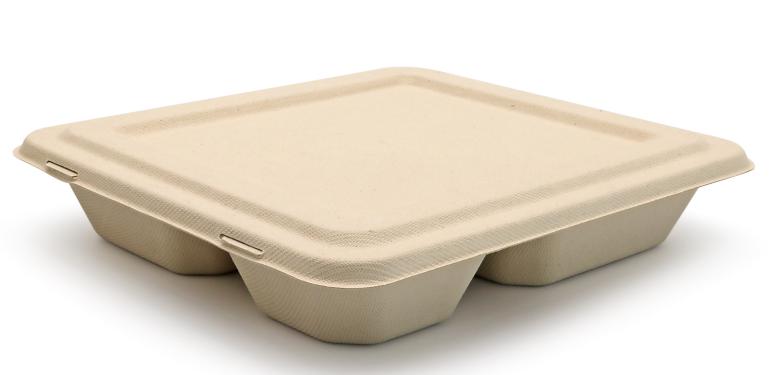 5 Compartment Bagasse Meal Tray With Lid – Vegware