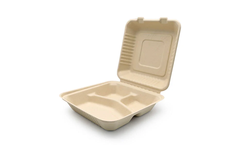 compostable clamshell 3 compartment container
