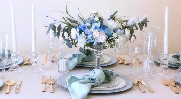 The Enchantment of a 'Something Blue' Wedding Tablescape with Fineline Settings