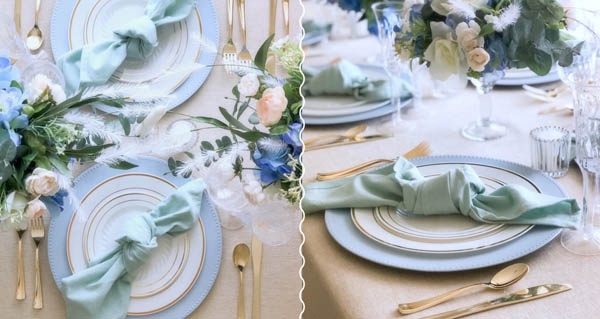 The Enchantment of a 'Something Blue' Wedding Tablescape with Fineline Settings