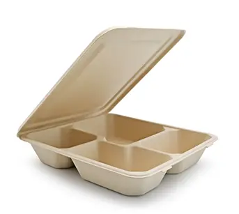 4 Compartment Meal Tray Recyclable Sustainable Biodegradable Freezer Safe Wholesale Sugarcane Bagasse